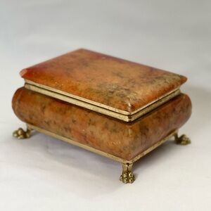 Vintage Alabaster Jewelry Box , trinket box,